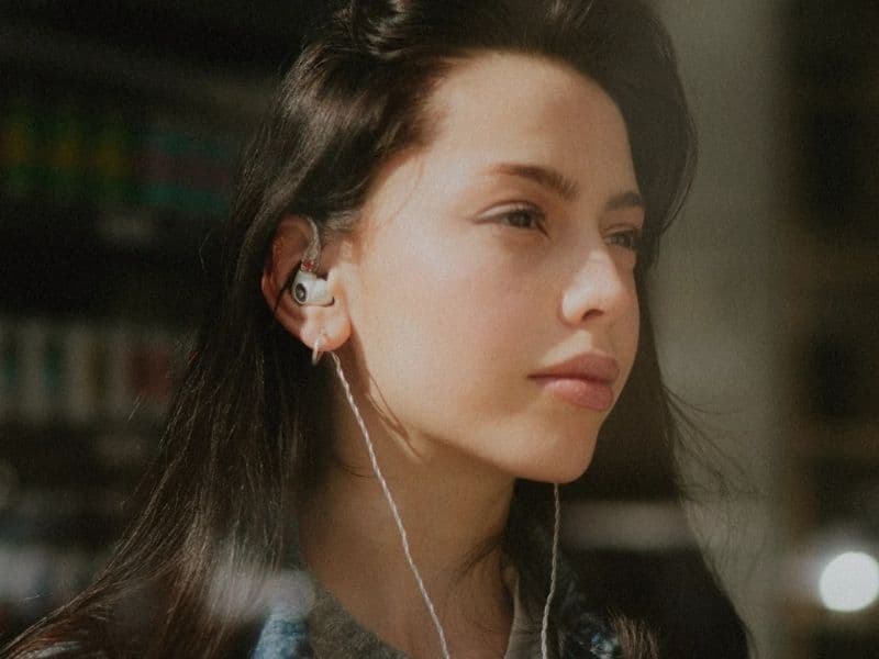 Meze Audio Alba IEM with USB-C dongle DAC connected to a phone