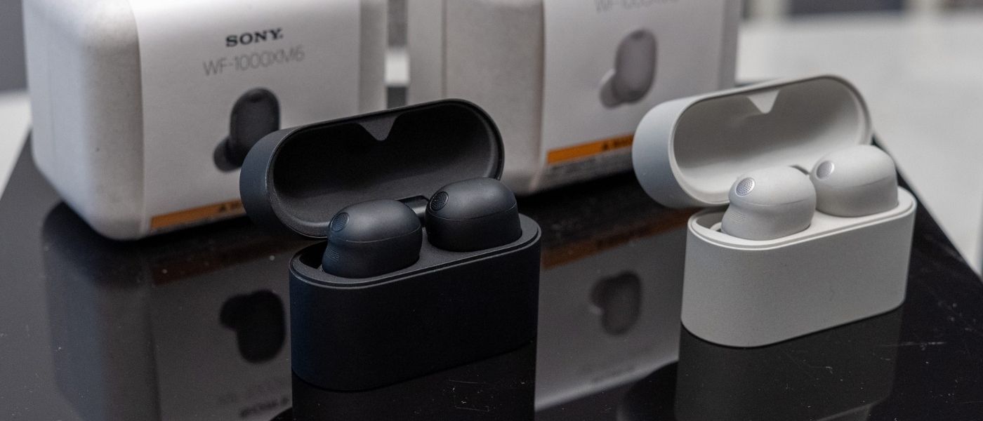 Sony WF-1000XM6 wireless earbuds with charging case
